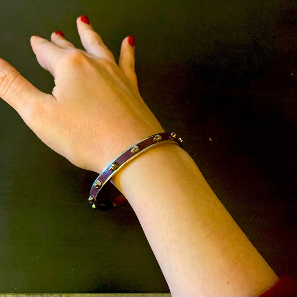 Alexander McQueen Skinny 3D Enamel Skull Bangle, Like New, Smart investment